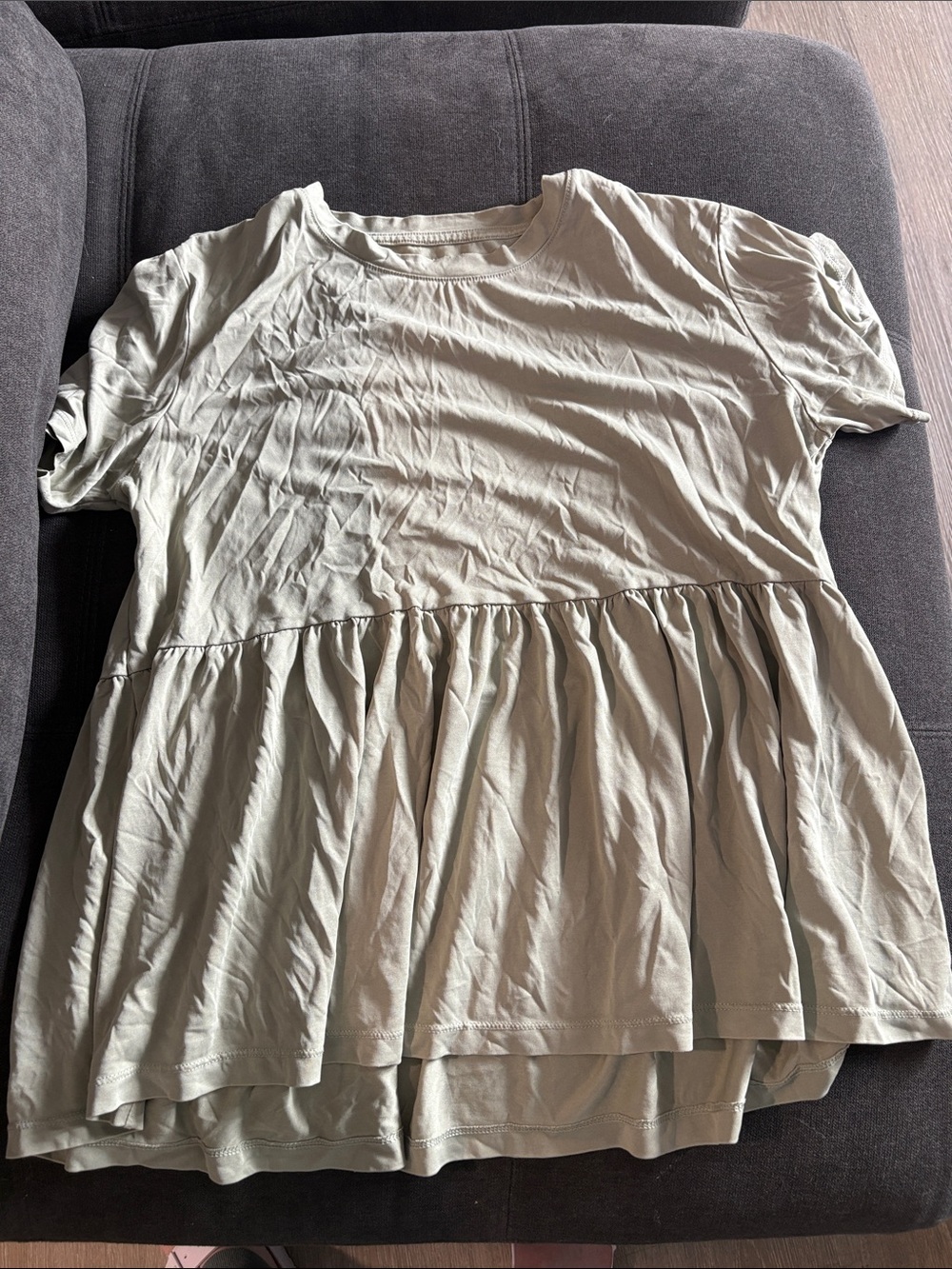 American Eagle Outfitters Short Sleeve Peplum Top — Sage Green